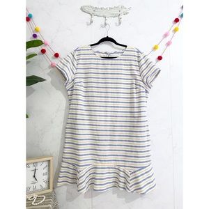 New York & Co XL Striped Short Sleeve Flutter Hem Dress